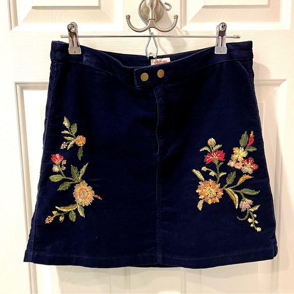 Mossimo Supply Co. Dresses & Skirts - 90s Style Embroidered Navy Cord Mini Skirt
